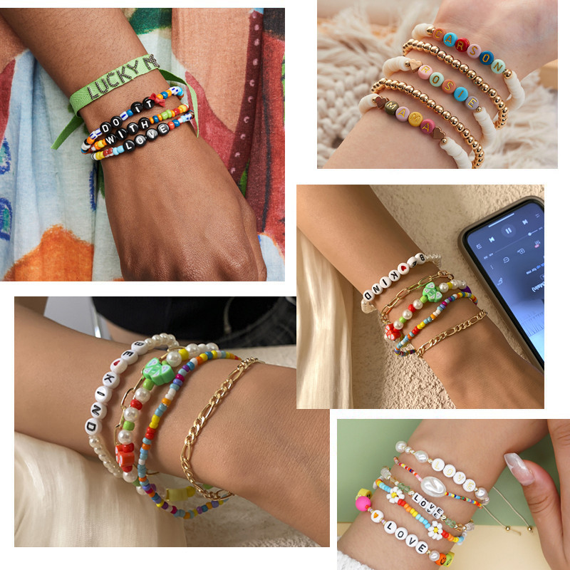 200 kom/lot 7 mm akrilne perle sa slovom, 45 boja, mješavina abecede, perle u obliku srca za izradu nakita DIY narukvica, ogrlica, dodaci