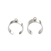 DoreenBeads 6mm/10mm rozsdamentes acél nyitott gyűrűk ezüst színű U-alakú nyitott hurokkal barkácsolás ékszerkészítés 18,1mm (8-as méret), 10 db