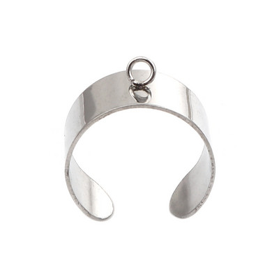 DoreenBeads 6mm/10mm rozsdamentes acél nyitott gyűrűk ezüst színű U-alakú nyitott hurokkal barkácsolás ékszerkészítés 18,1mm (8-as méret), 10 db