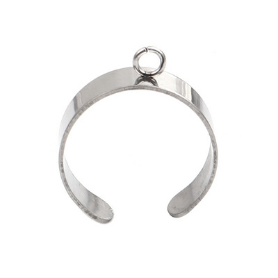 DoreenBeads 6mm/10mm rozsdamentes acél nyitott gyűrűk ezüst színű U-alakú nyitott hurokkal barkácsolás ékszerkészítés 18,1mm (8-as méret), 10 db