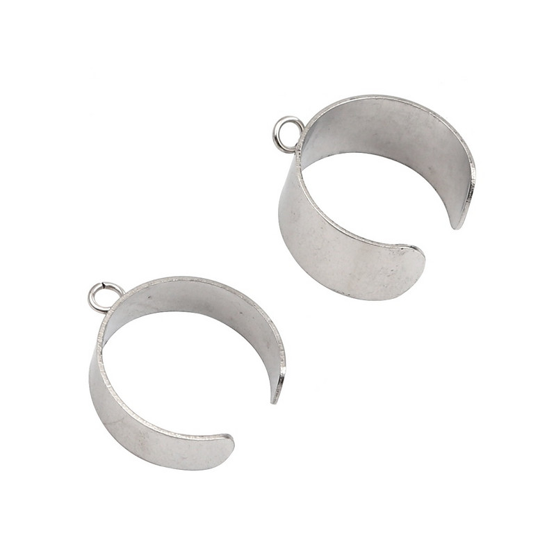 DoreenBeads 6mm/10mm rozsdamentes acél nyitott gyűrűk ezüst színű U-alakú nyitott hurokkal barkácsolás ékszerkészítés 18,1mm (8-as méret), 10 db