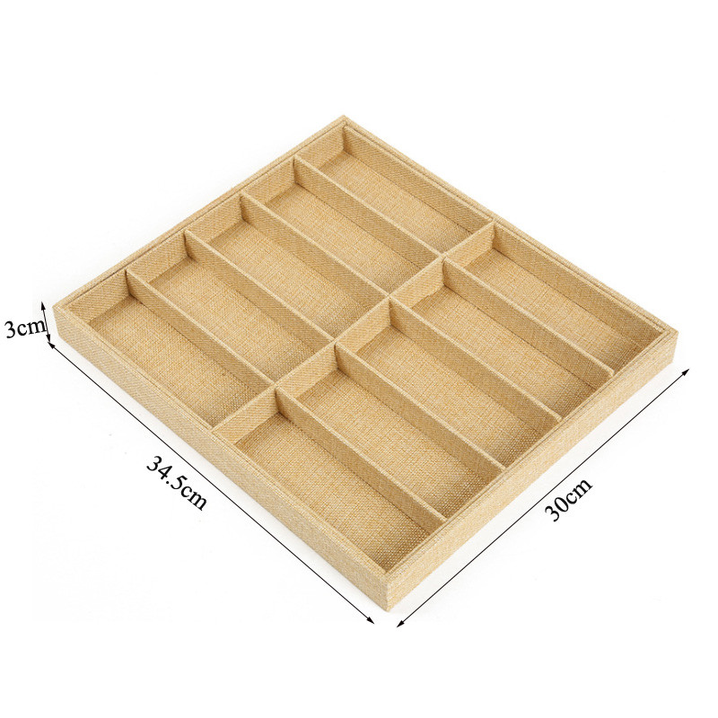 Cutii pentru ochelari de modă Bej 10 grile Cutie de prezentare pentru ochelari de soare Afișaj pentru ochelari de soare Recuzită pentru bijuterii Tavă organizatoare