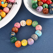 Prirodne drvene perle za Noć vještica od 16 mm, šarene izrezbarene razmaknice od bundeve, labave perle za izradu nakita, ručno rađena narukvica