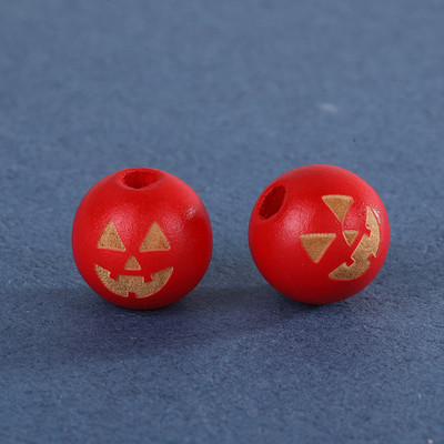 Prirodne drvene perle za Noć vještica od 16 mm, šarene izrezbarene razmaknice od bundeve, labave perle za izradu nakita, ručno rađena narukvica