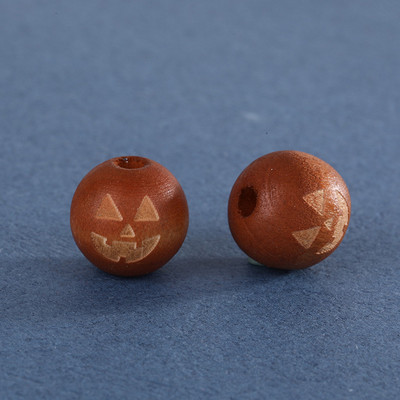 Prirodne drvene perle za Noć vještica od 16 mm, šarene izrezbarene razmaknice od bundeve, labave perle za izradu nakita, ručno rađena narukvica