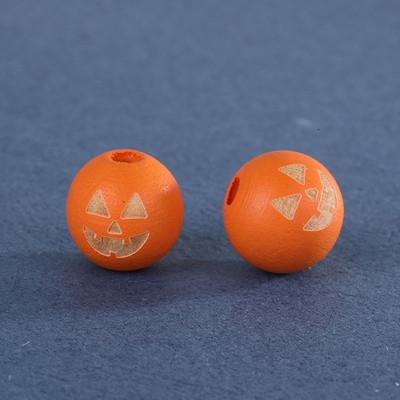 Prirodne drvene perle za Noć vještica od 16 mm, šarene izrezbarene razmaknice od bundeve, labave perle za izradu nakita, ručno rađena narukvica