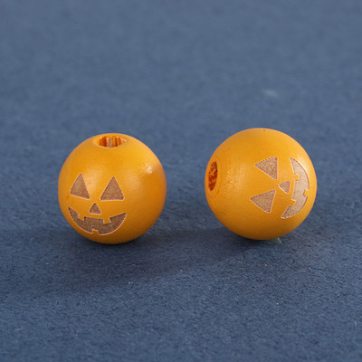 Prirodne drvene perle za Noć vještica od 16 mm, šarene izrezbarene razmaknice od bundeve, labave perle za izradu nakita, ručno rađena narukvica