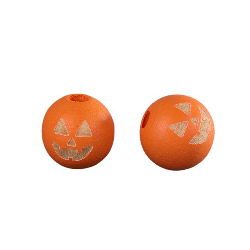 Prirodne drvene perle za Noć vještica od 16 mm, šarene izrezbarene razmaknice od bundeve, labave perle za izradu nakita, ručno rađena narukvica