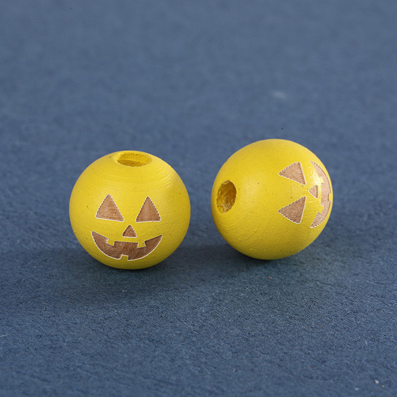 Prirodne drvene perle za Noć vještica od 16 mm, šarene izrezbarene razmaknice od bundeve, labave perle za izradu nakita, ručno rađena narukvica