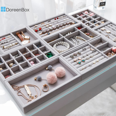 Velvet Jewelry Displays Ορθογώνιο Πολύχρωμο Jewelry Display Organizer Κουτί Δίσκος Σκουλαρίκι Θήκη αποθήκευσης Βιτρίνα 21x12cm,1PC
