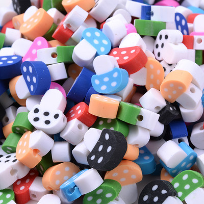 30/50/100 τμχ 10 mm Πολύχρωμες χάντρες από πολυμερή πηλό με μανιτάρια Spacer Loose Bead για κοσμήματα που κατασκευάζουν DIY κολιέ αξεσουάρ βραχιολιών