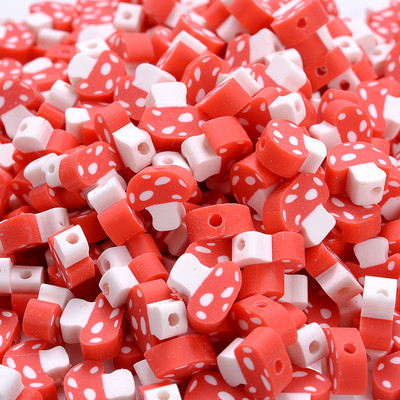 30/50/100 τμχ 10 mm Πολύχρωμες χάντρες από πολυμερή πηλό με μανιτάρια Spacer Loose Bead για κοσμήματα που κατασκευάζουν DIY κολιέ αξεσουάρ βραχιολιών