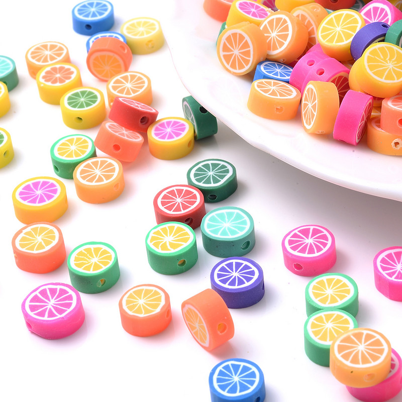 30 komada 10 mm Višebojne Perle od polimerske gline od voća Limun Naranča Odstojne perle za izradu nakita Narukvica Naušnice Ogrlica DIY obrt