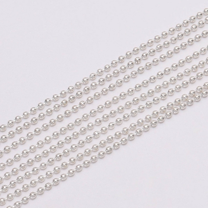 5m/lot 1,2 1,5 2,0 mm Μεταλλικές αλυσίδες με σφαιρίδια ευρήματα Μαζική αλυσίδα κολιέ Kettingen για προμήθειες κατασκευής κοσμημάτων Αξεσουάρ DIY