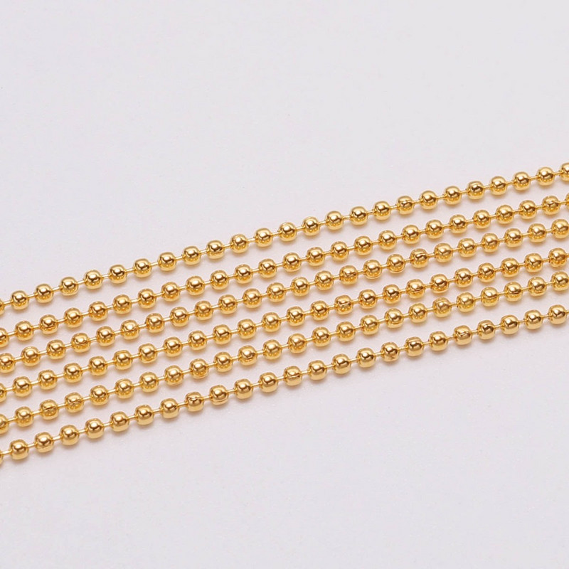 5m/lot 1,2 1,5 2,0 mm Μεταλλικές αλυσίδες με σφαιρίδια ευρήματα Μαζική αλυσίδα κολιέ Kettingen για προμήθειες κατασκευής κοσμημάτων Αξεσουάρ DIY