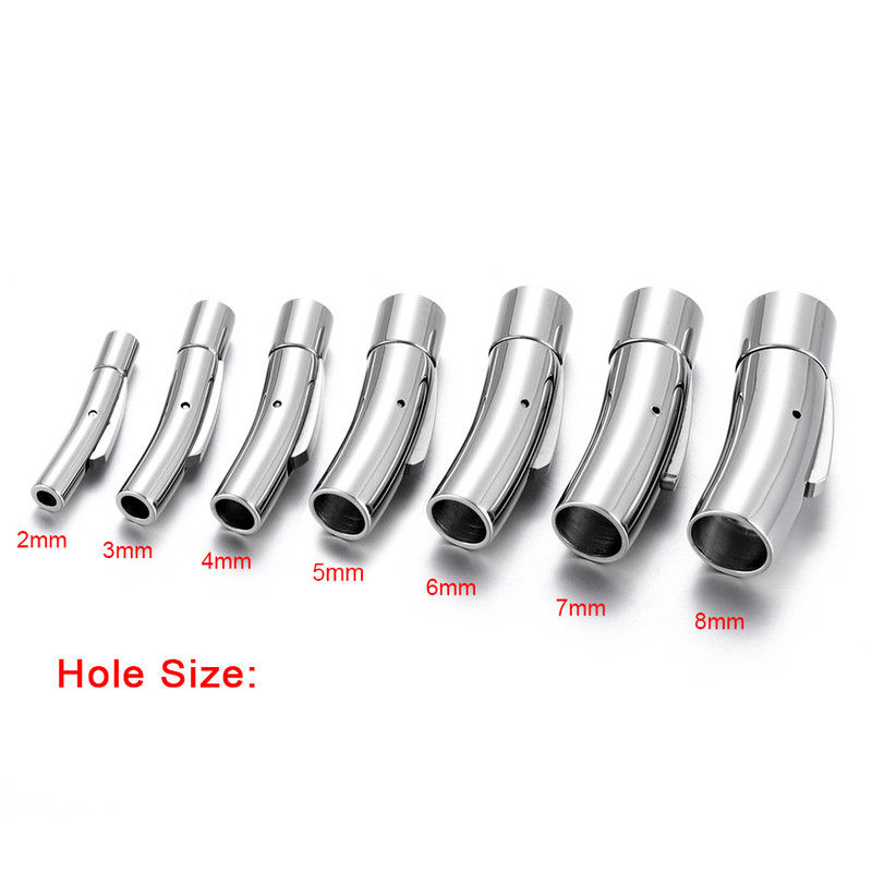 2 buc. Închidere baionetă din oțel inoxidabil 2mm 3mm 4mm 5mm 6mm 8mm orificiu PushLock Cataramă din dantelă Închizătoare din snur din piele Brățară Fabricarea de bijuterii