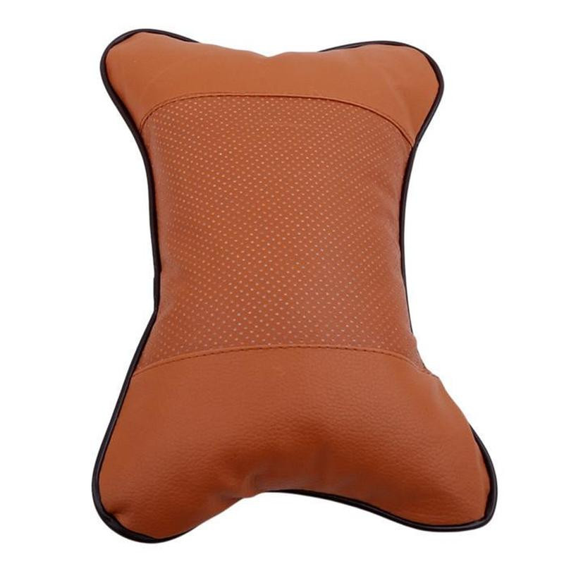 1 ΤΕΜ. Ταξιδιωτικό Αυτοκίνητο Κάθισμα Κεφαλής Στήριγμα Λαιμού Δερμάτινο Μαξιλάρι Μαξιλάρι Κεφαλιού Κοκάλινο Μαξιλάρι