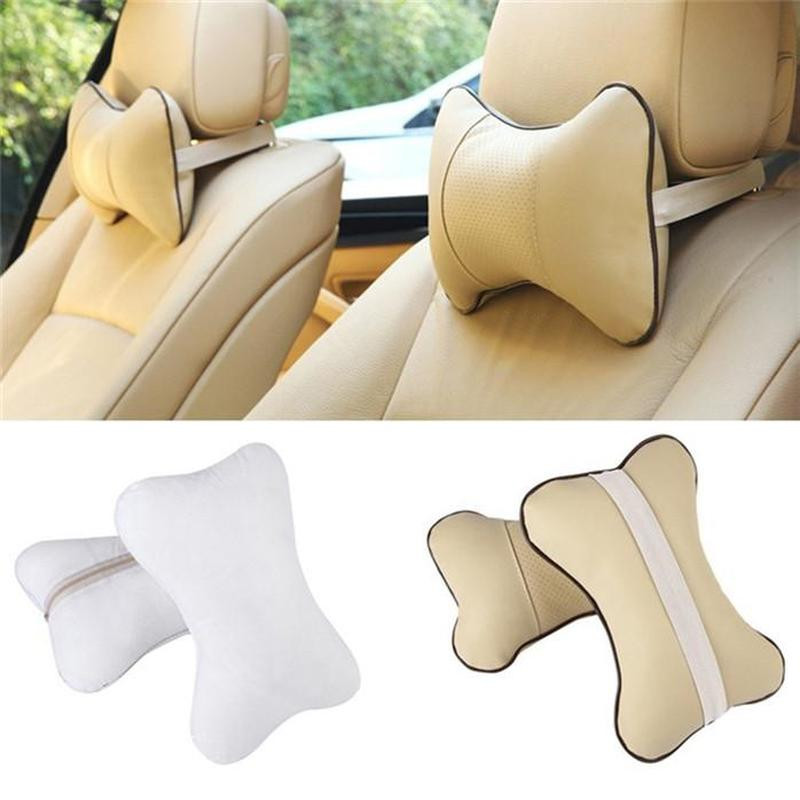 1 ΤΕΜ. Ταξιδιωτικό Αυτοκίνητο Κάθισμα Κεφαλής Στήριγμα Λαιμού Δερμάτινο Μαξιλάρι Μαξιλάρι Κεφαλιού Κοκάλινο Μαξιλάρι