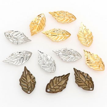 100Pieces/Lot Gold/Metal Charms Stamping Leaf Earring Charms Pendants DIY Floating Charms για κατασκευή κοσμημάτων 10*19mm