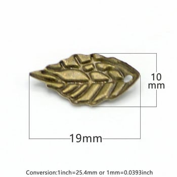 100Pieces/Lot Gold/Metal Charms Stamping Leaf Earring Charms Pendants DIY Floating Charms για κατασκευή κοσμημάτων 10*19mm