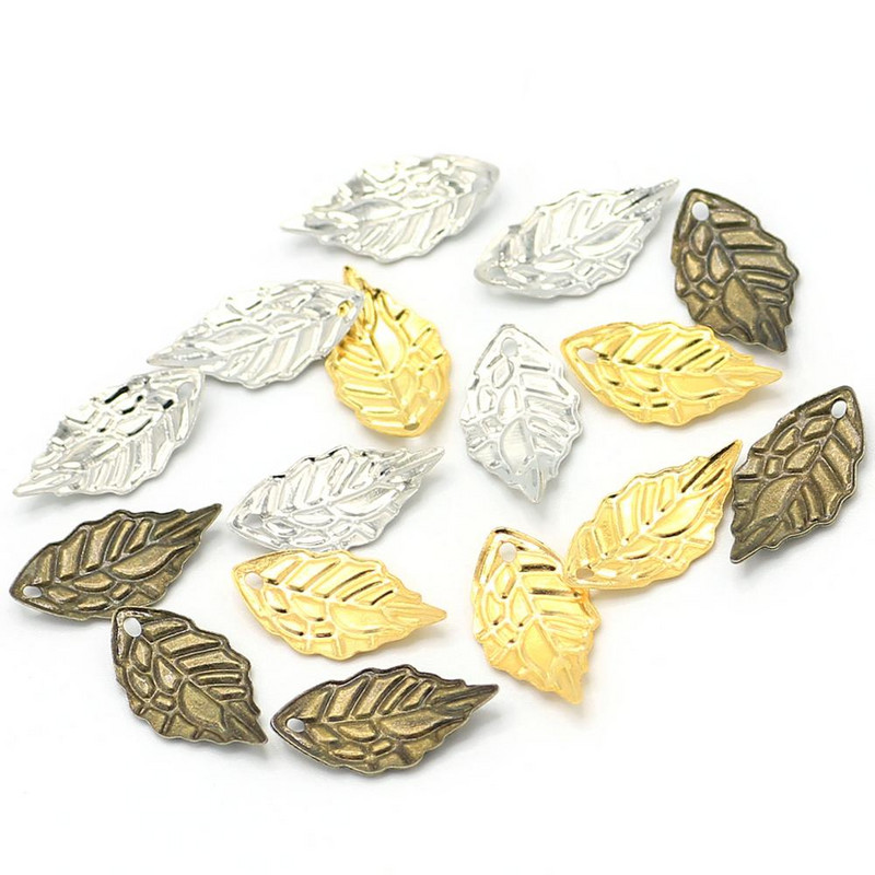 100Pieces/Lot Gold/Metal Charms Stamping Leaf Earring Charms Pendants DIY Floating Charms για κατασκευή κοσμημάτων 10*19mm