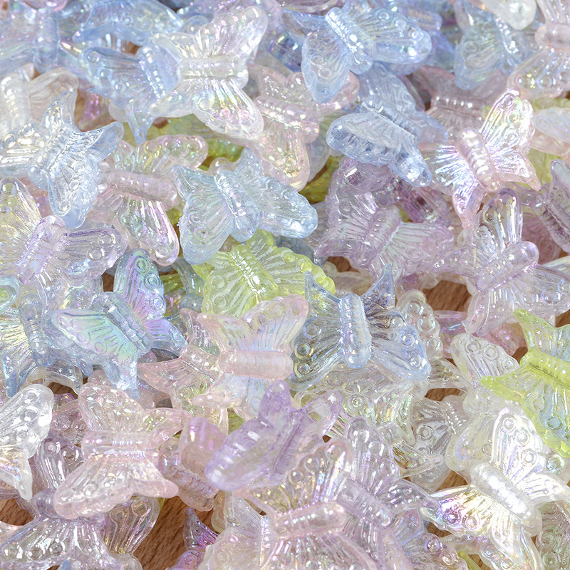 30/50/100 kom Boja prozirne leptir akrilne perle svjetlucave ručne izrade labave perle za nakit DIY dodaci za narukvice