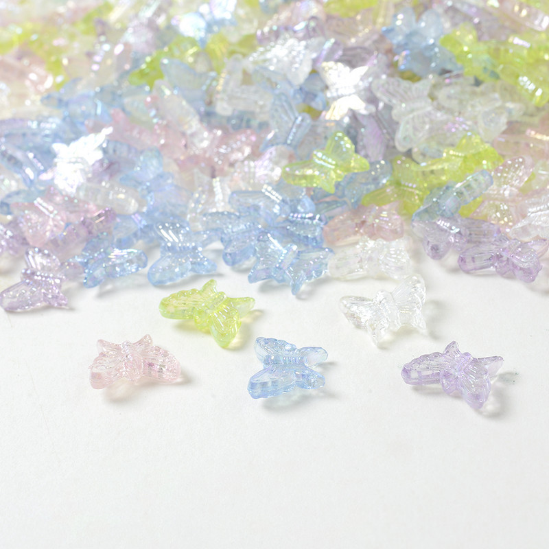 30/50/100 kom Boja prozirne leptir akrilne perle svjetlucave ručne izrade labave perle za nakit DIY dodaci za narukvice