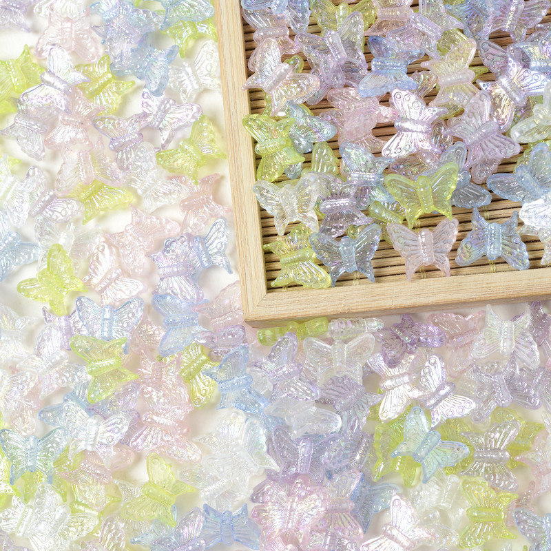 30/50/100 kom Boja prozirne leptir akrilne perle svjetlucave ručne izrade labave perle za nakit DIY dodaci za narukvice