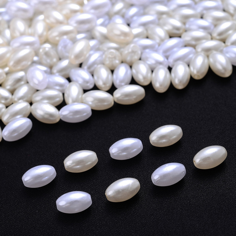 100 komada bijelih akrilnih bisernih perli Ovalne labave perle s razmaknicama Ručno izrađena ogrlica za privjeske Izrada nakita Diy pribor za narukvice