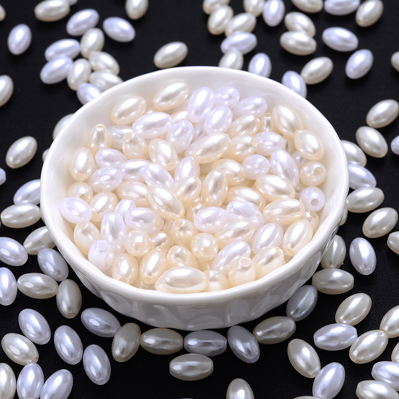 100 komada bijelih akrilnih bisernih perli Ovalne labave perle s razmaknicama Ručno izrađena ogrlica za privjeske Izrada nakita Diy pribor za narukvice