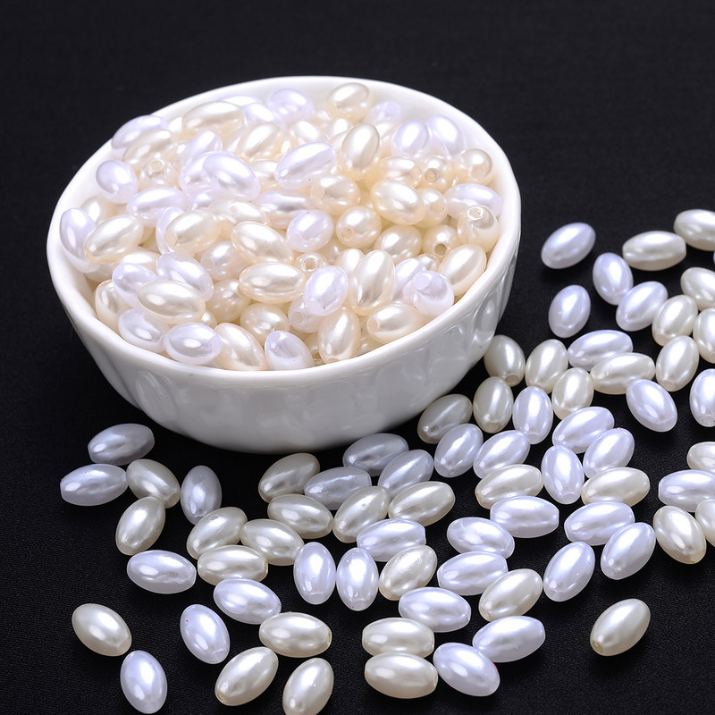100 komada bijelih akrilnih bisernih perli Ovalne labave perle s razmaknicama Ručno izrađena ogrlica za privjeske Izrada nakita Diy pribor za narukvice
