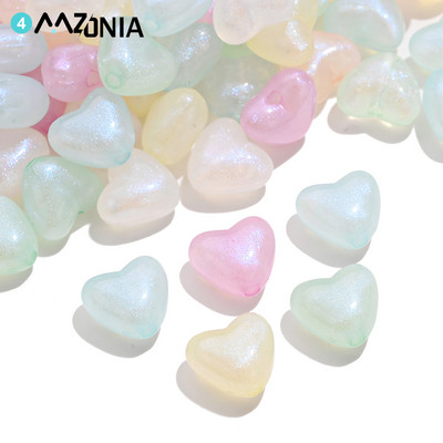 50 buc 9x11mm margele acrilice mat sirenă în formă de inimă margele distanțiere DIY lucrate manual cu mărgele pentru bijuterii accesorii brățară colier