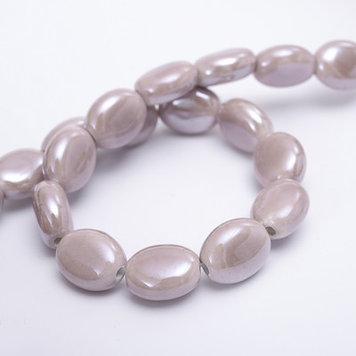 Mărgele ceramice ovale plate de 14 * 12 mm Mărgele libere din porțelan de culoare solidă pentru realizarea de bijuterii, bricolaj, brățări, colier, accesorii, comerț cu ridicata