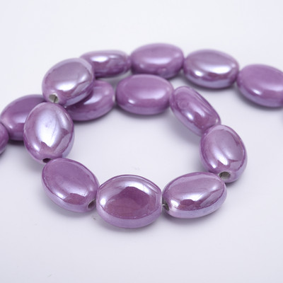 Mărgele ceramice ovale plate de 14 * 12 mm Mărgele libere din porțelan de culoare solidă pentru realizarea de bijuterii, bricolaj, brățări, colier, accesorii, comerț cu ridicata