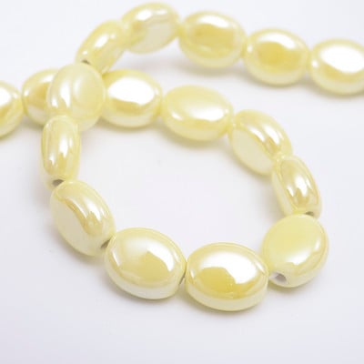 Mărgele ceramice ovale plate de 14 * 12 mm Mărgele libere din porțelan de culoare solidă pentru realizarea de bijuterii, bricolaj, brățări, colier, accesorii, comerț cu ridicata