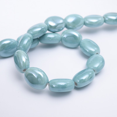 Mărgele ceramice ovale plate de 14 * 12 mm Mărgele libere din porțelan de culoare solidă pentru realizarea de bijuterii, bricolaj, brățări, colier, accesorii, comerț cu ridicata