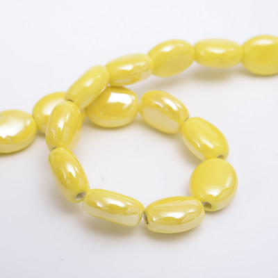 Mărgele ceramice ovale plate de 14 * 12 mm Mărgele libere din porțelan de culoare solidă pentru realizarea de bijuterii, bricolaj, brățări, colier, accesorii, comerț cu ridicata