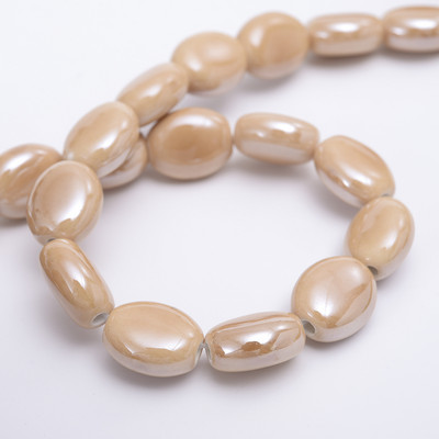 Mărgele ceramice ovale plate de 14 * 12 mm Mărgele libere din porțelan de culoare solidă pentru realizarea de bijuterii, bricolaj, brățări, colier, accesorii, comerț cu ridicata