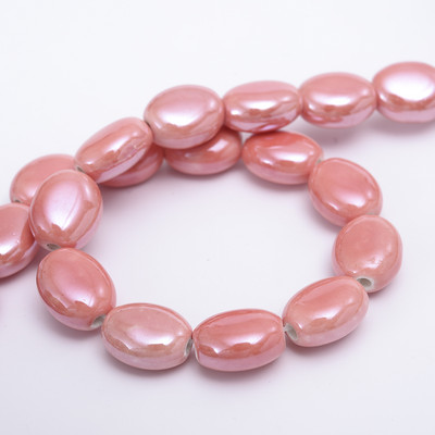 Mărgele ceramice ovale plate de 14 * 12 mm Mărgele libere din porțelan de culoare solidă pentru realizarea de bijuterii, bricolaj, brățări, colier, accesorii, comerț cu ridicata