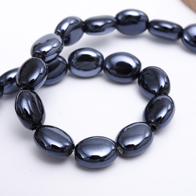 Mărgele ceramice ovale plate de 14 * 12 mm Mărgele libere din porțelan de culoare solidă pentru realizarea de bijuterii, bricolaj, brățări, colier, accesorii, comerț cu ridicata