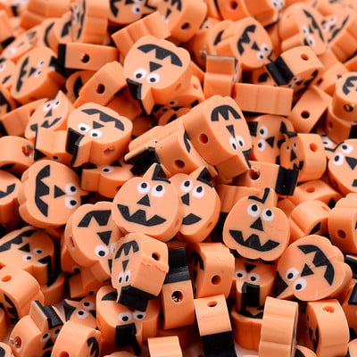 30/50/100db 10 mm-es polimer agyag gonosz arcgyöngyök Halloween tökgyöngy ékszerkészítéshez barkácsolás nyaklánc karkötő kiegészítők