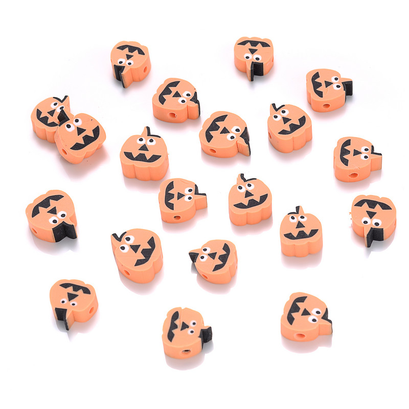 30/50/100db 10 mm-es polimer agyag gonosz arcgyöngyök Halloween tökgyöngy ékszerkészítéshez barkácsolás nyaklánc karkötő kiegészítők