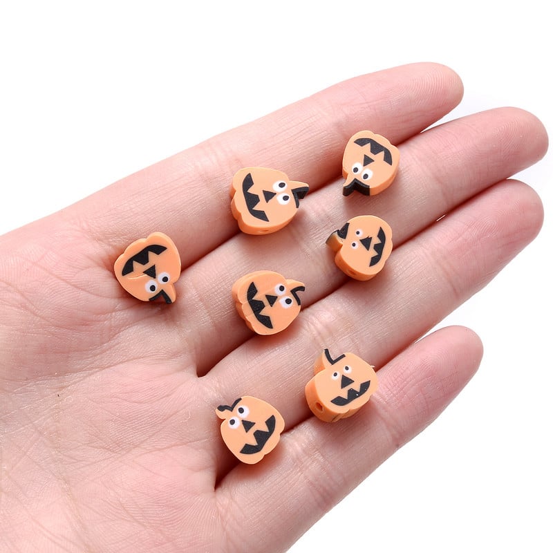 30/50/100db 10 mm-es polimer agyag gonosz arcgyöngyök Halloween tökgyöngy ékszerkészítéshez barkácsolás nyaklánc karkötő kiegészítők