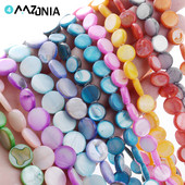 8 φυσικές χάντρες 10 χιλιοστών με κέλυφος διαχωριστής πολύχρωμες επίπεδες στρογγυλές χάντρες για κοσμήματα Κάνοντας ευρήματα Αξεσουάρ κολιέ βραχιόλι DIY