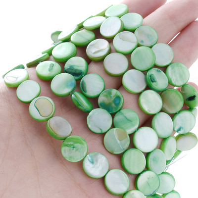 8 φυσικές χάντρες 10 χιλιοστών με κέλυφος διαχωριστής πολύχρωμες επίπεδες στρογγυλές χάντρες για κοσμήματα Κάνοντας ευρήματα Αξεσουάρ κολιέ βραχιόλι DIY