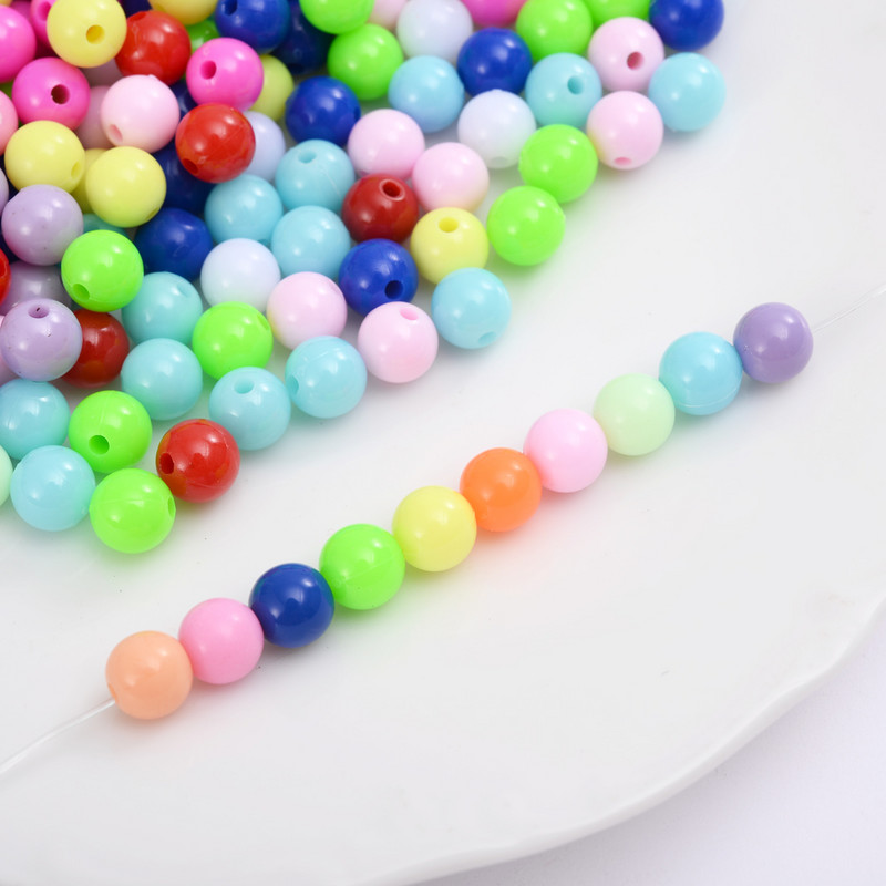DIY 8mm Mixed Candy Color Στρογγυλές Ακρυλικές Χαλαρές Χάντρες για Κατασκευή κοσμημάτων Χειροποίητο Κολιέ Βραχιόλι Αξεσουάρ Χονδρική 100τμχ