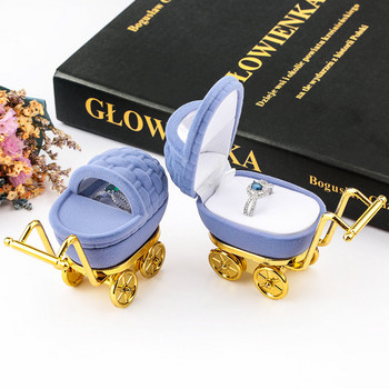 1 τεμάχιο υπέροχο παιδικό καροτσάκι Βελούδινο κοσμηματοπωλείο Κουτί για δαχτυλίδι Κουτί δώρου Θήκη για σκουλαρίκια Κολιέ Βραχιόλια Εμφάνιση