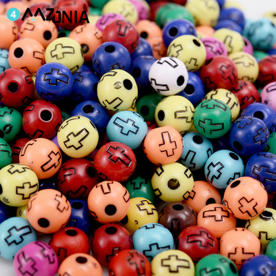 50/100/150Pcs 8mm Μικτό χρώμα Σταυρός Ακρυλικές Χάντρες Στρογγυλές Χαλαρές Χάντρες Διάστημα για Κοσμήματα Αξεσουάρ Βραχιόλι Σήμανσης Κολιέ