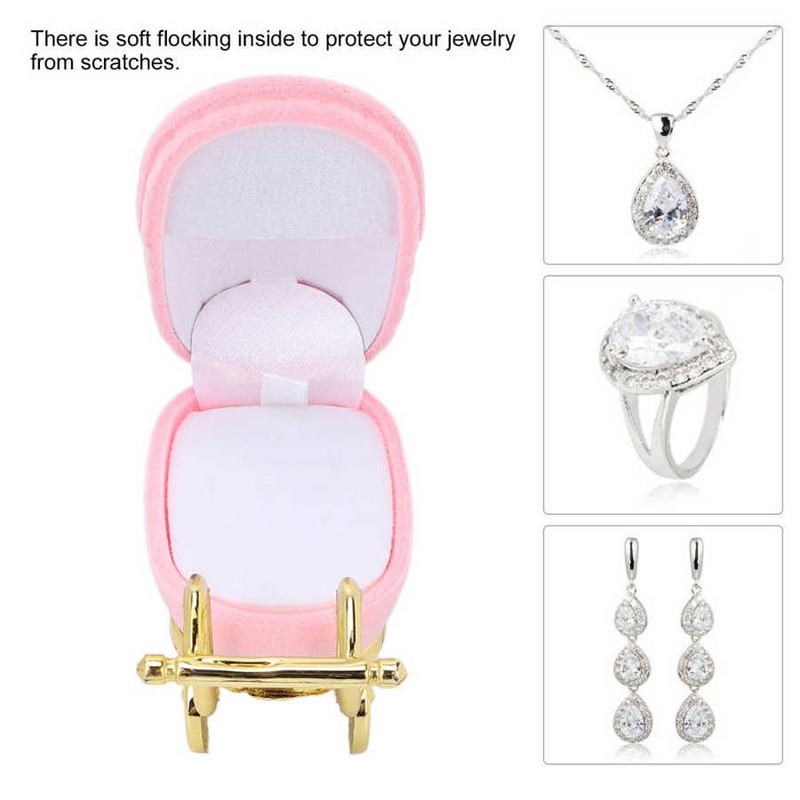 Beebivankri kujuga ehete vitriin pulmade sametsõrmuste jaoks kõrvarõngad hoiukohver Korraldaja ettepanek kihlamiseks kinkekohver