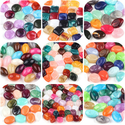 10-50 τμχ/παρτίδα Μικτό χρώμα Ακρυλικό Spacer Beads Imitation Jade Τετράγωνο επίπεδες στρογγυλές χάντρες ειδικού σχήματος για αξεσουάρ κοσμημάτων Diy